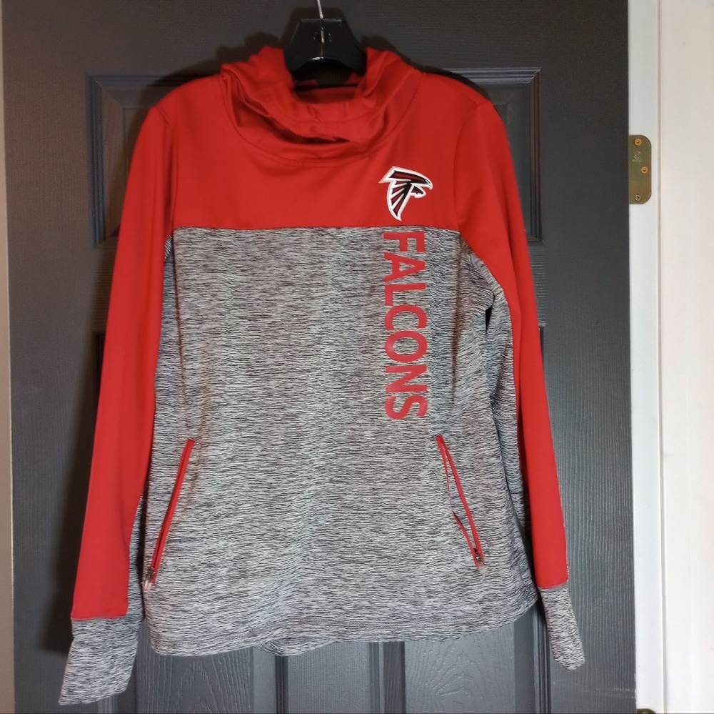 NFL Active Wear Women's Hoodie Atlanta Falcons Pullover Pocket Sweater Large Red